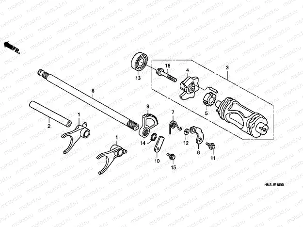 E-18 GEARSHIFT FORK/GEARSHIFT DRUM