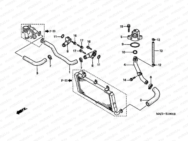 E-19-1 WATER PIPE (ST1100T / V / W / AT / AV / AW)
