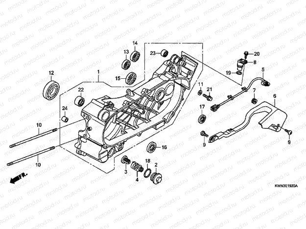 E-19-20 LEFT CRANKSHAFT (WW125EX2A / EX2B)