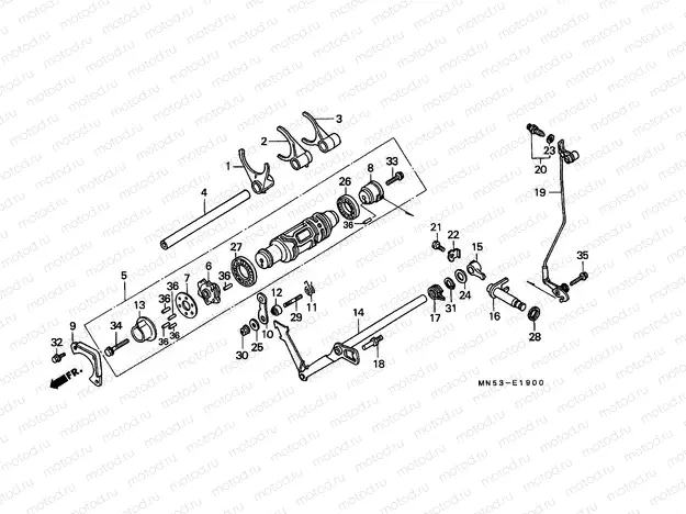 E-19 SHIFT DRUM / SHIFT FORK