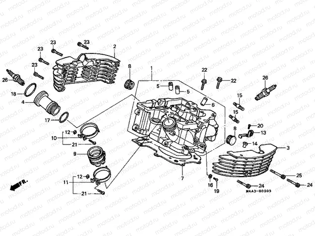 E-2-3 CYLINDER HEAD (REAR) (VT1100CV / CW / C2)