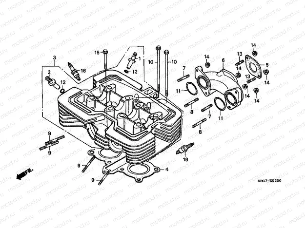 E-2 CYLINDER HEAD (CB250PT / 4/5) (CB250W / 4)