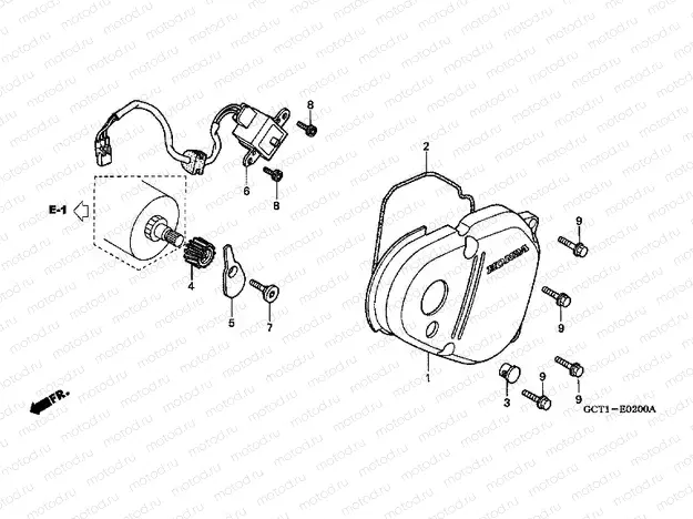 E-2 IGNITION DISTRIBUTOR GENERATOR / B. CRANKCASE COVER