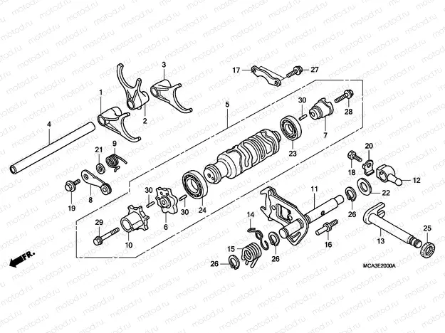 E-20 SHIFT DRUM/SHIFT FORK
