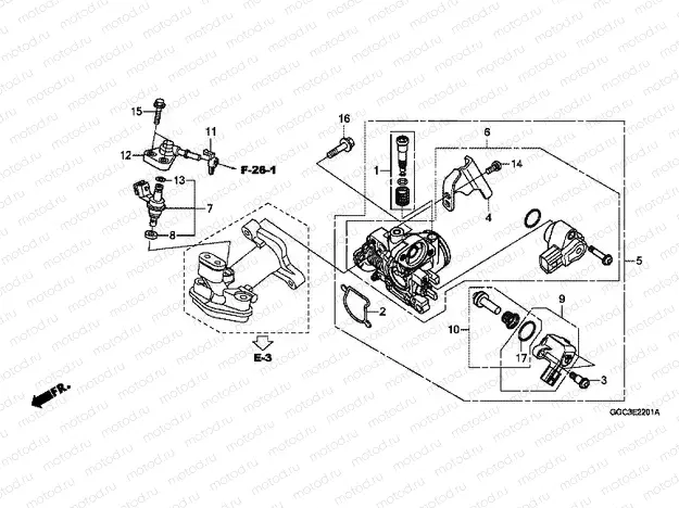 E-22-1 THROTTLE HOUSING (SCR110C, D, E)