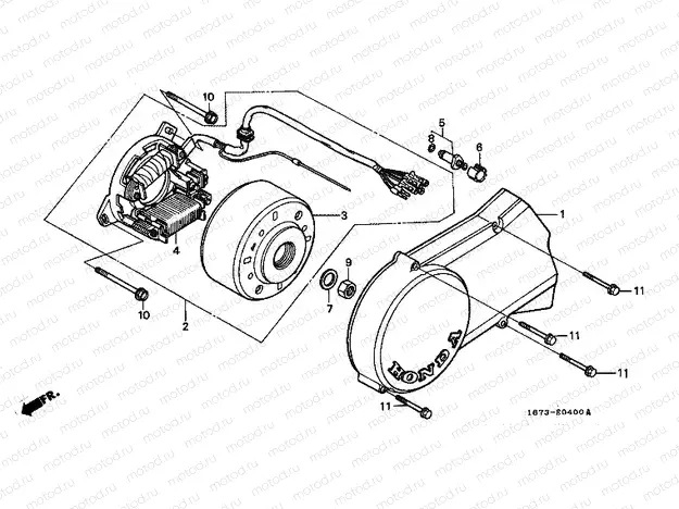 E-4 LEFT CRANKSHAFT COVER / GENERATOR