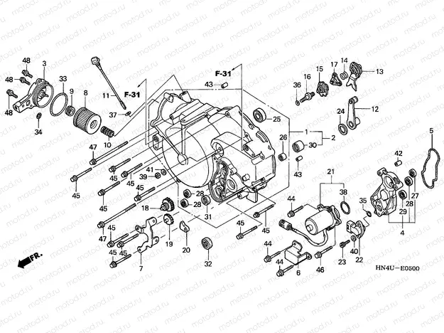 E-5-1 FRONT CRANKCASE COVER (TRX350TE/FE)