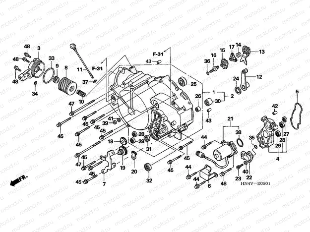 E-5-1 FRONT CRANKCASE COVER (TRX350TE/FE)