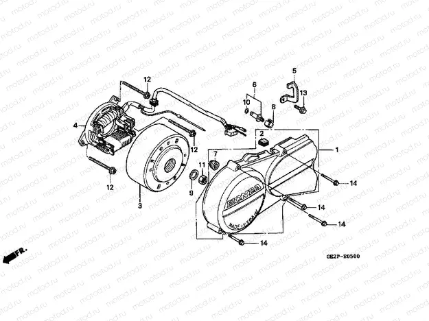 E-5 LEFT CRANKSHAFT COVER / GENERATOR