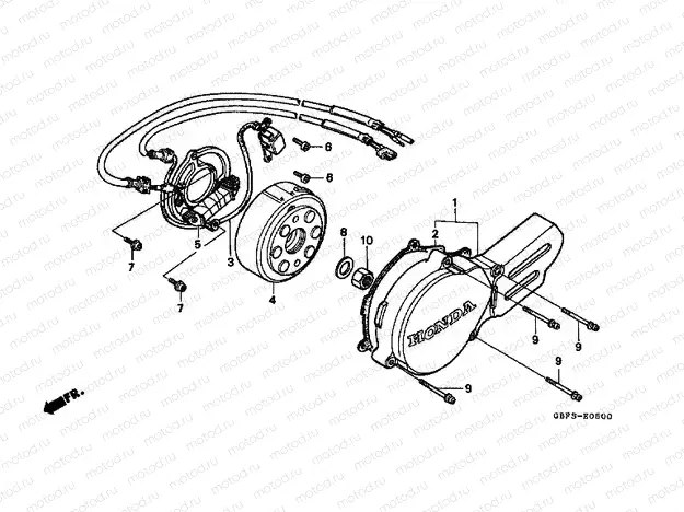 E-5 LEFT CRANKSHAFT COVER / GENERATOR