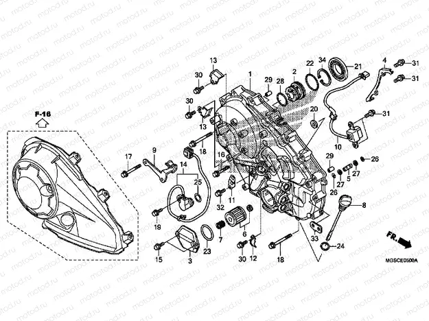 E-5 RIGHT CRANKSHAFT COVER