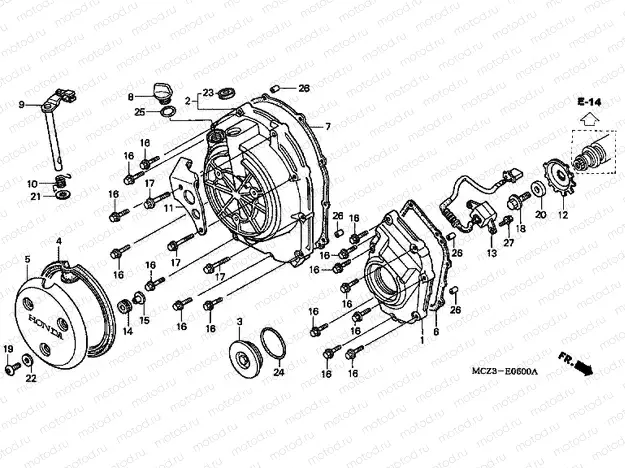 E-5 RIGHT CRANKSHAFT COVER