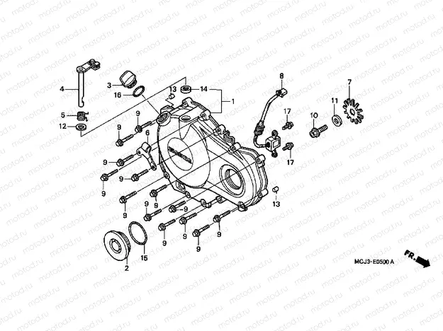 E-5 RIGHT CRANKSHAFT COVER
