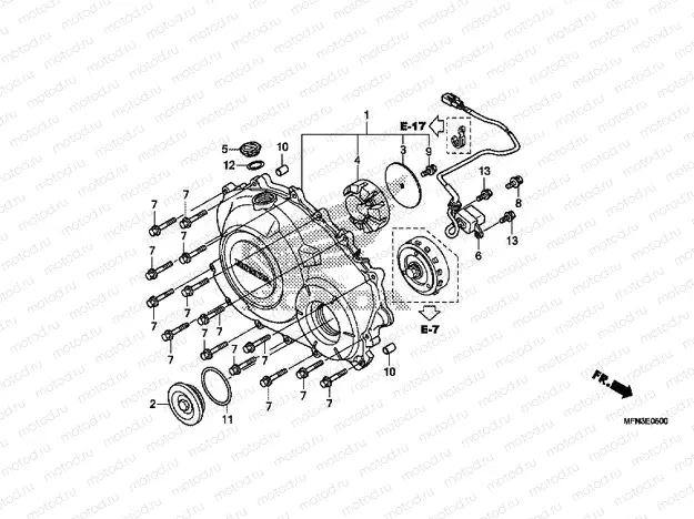 E-5 RIGHT CRANKSHAFT COVER
