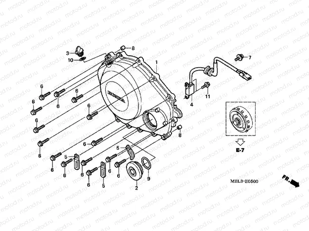 E-5 RIGHT CRANKSHAFT COVER