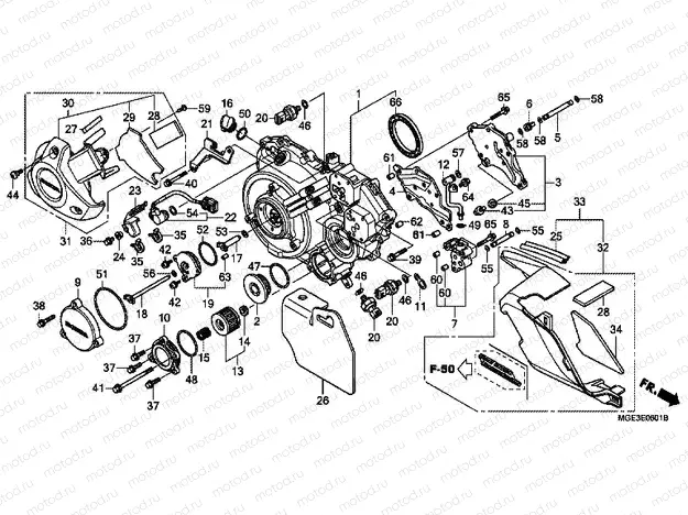E-6-1 RIGHT CRANKSHAFT COVER (VFR1200FD)