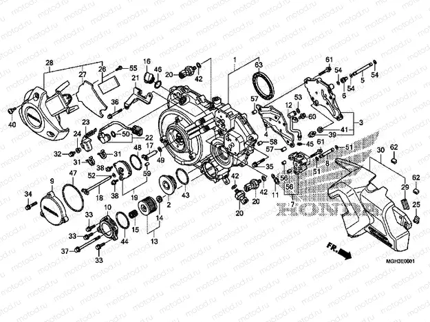 E-6-1 RIGHT CRANKSHAFT COVER (VFR1200XD)
