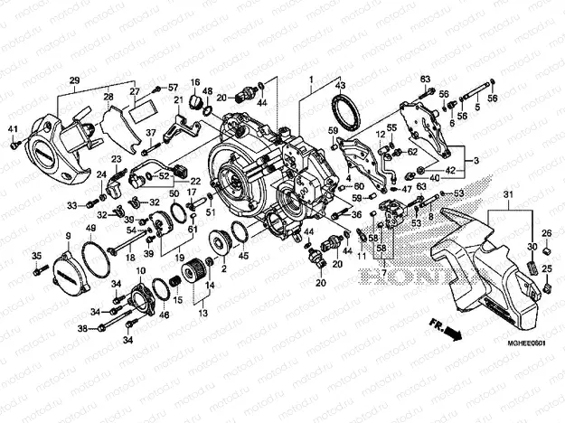E-6-1 RIGHT CRANKSHAFT COVER (VFR1200XD / XDA / XDL / XDS)