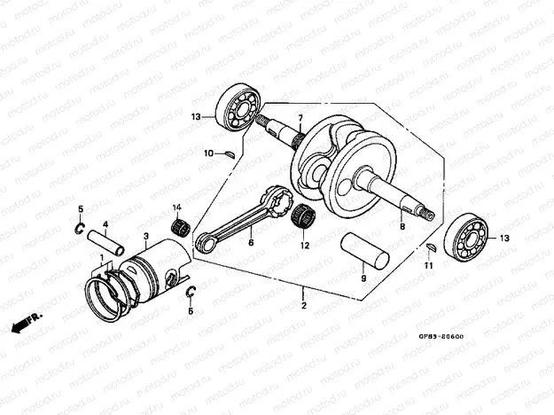 E-6 CRANKSHAFT / PISTON