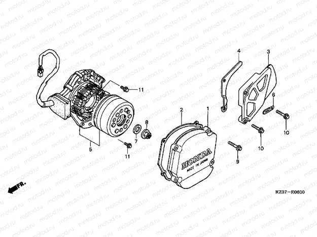 E-6 LEFT CRANKSHAFT COVER / GENERATOR