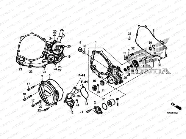 E-6 RIGHT CRANKCASE COVER/WATER PUMP