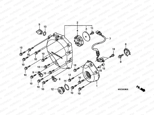 E-6 RIGHT CRANKSHAFT COVER