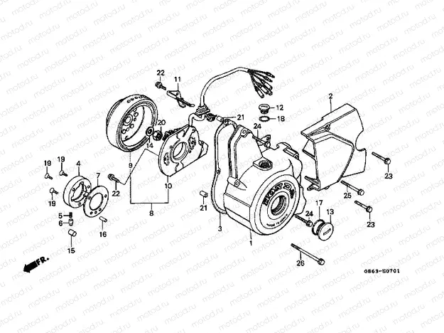 E-7-1 LEFT CRANKSHAFT COVER / GENERATOR (C90MF / MG / MN)