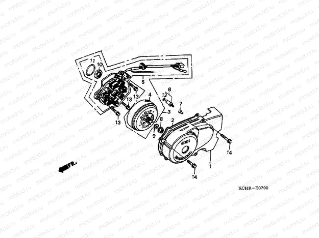 E-7 LEFT CRANKSHAFT COVER / GENERATOR