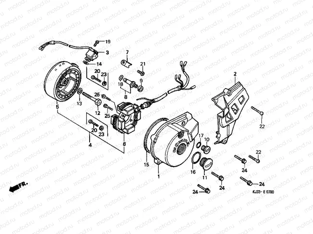 E-7 LEFT CRANKSHAFT COVER / GENERATOR