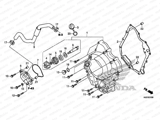 E-7 RIGHT CRANKCASE COVER / WATER PUMP