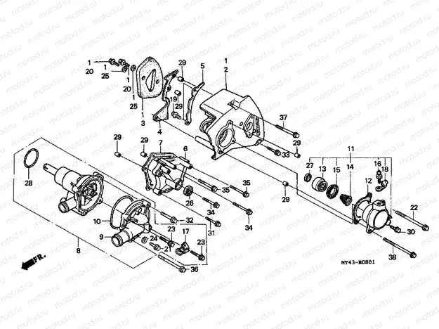 E-8-1 WATER PUMP (VFR750FR / FS / FT / FV)