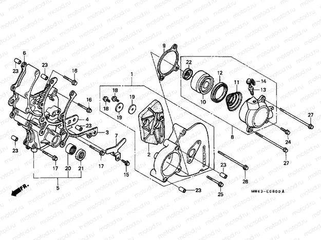 E-8 LEFT CRANKSHAFT COVER