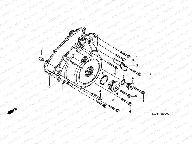 E-8 LEFT CRANKSHAFT COVER
