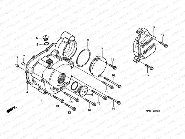 E-8 LEFT CRANKSHAFT COVER