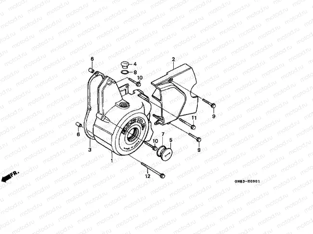 E-9-1 LEFT CRANKSHAFT COVER (C90MP / MT)
