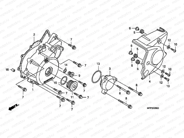 E-9 LEFT CRANKSHAFT COVER