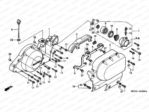 E-9 LEFT CRANKSHAFT COVER