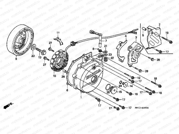 E-9 LEFT CRANKSHAFT COVER