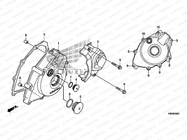 E-9 LEFT CRANKSHAFT COVER