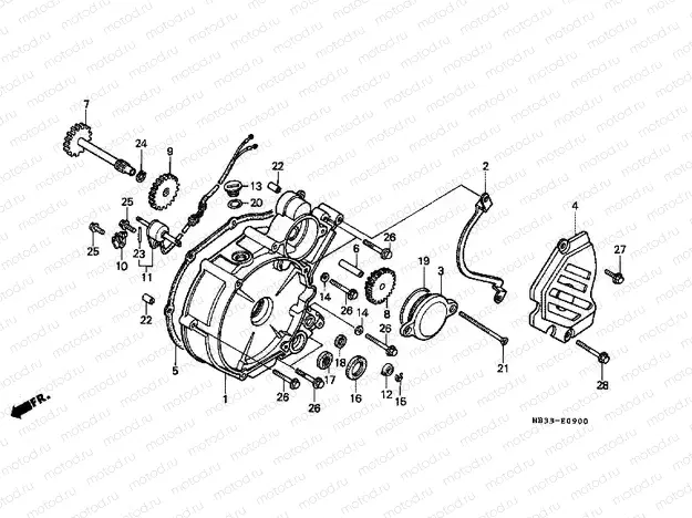 E-9 LEFT CRANKSHAFT COVER