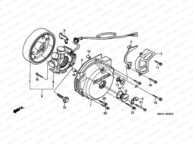 E-9 LEFT CRANKSHAFT COVER / GENERATOR (1)