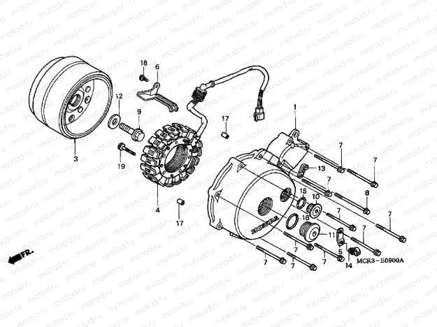 E-9 LEFT CRANKSHAFT COVER / GENERATOR