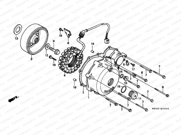 E-9 LEFT CRANKSHAFT COVER / GENERATOR