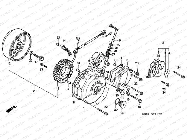 E-9 LEFT CRANKSHAFT COVER / GENERATOR