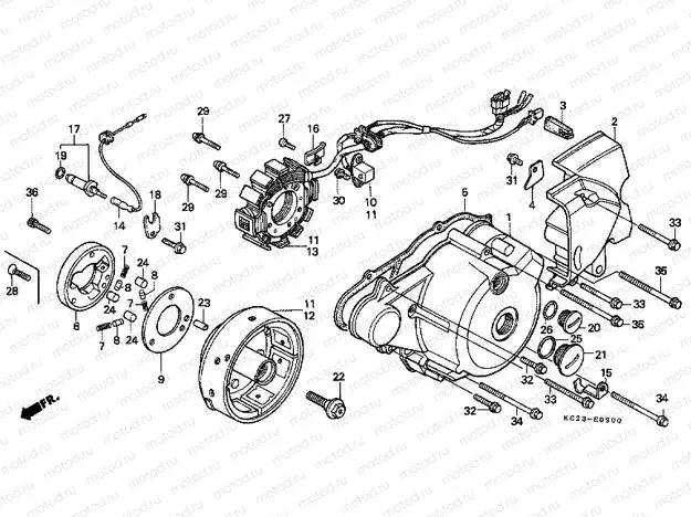 E-9 LEFT CRANKSHAFT COVER / GENERATOR