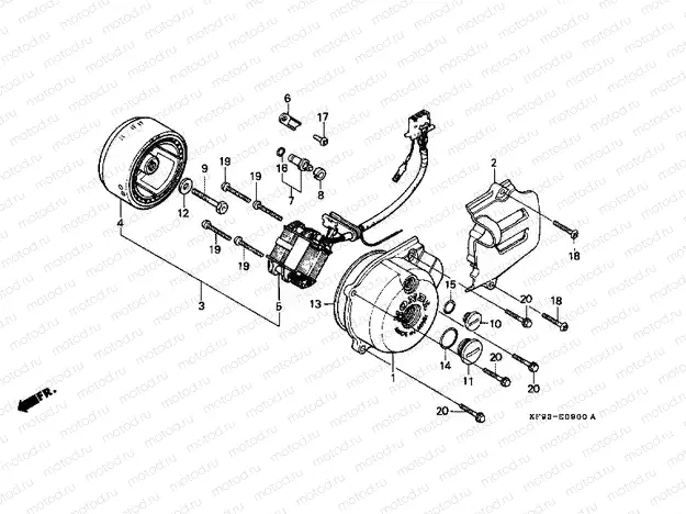 E-9 LEFT CRANKSHAFT COVER / GENERATOR