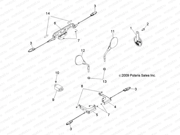 ELECTRICAL | ELECTRICAL, TURN SIGNALS, HORN, MIRRORS and LICENSE PLATE HOLDER - A13EA32FA (49ATVTURNSIG10BOSSI)