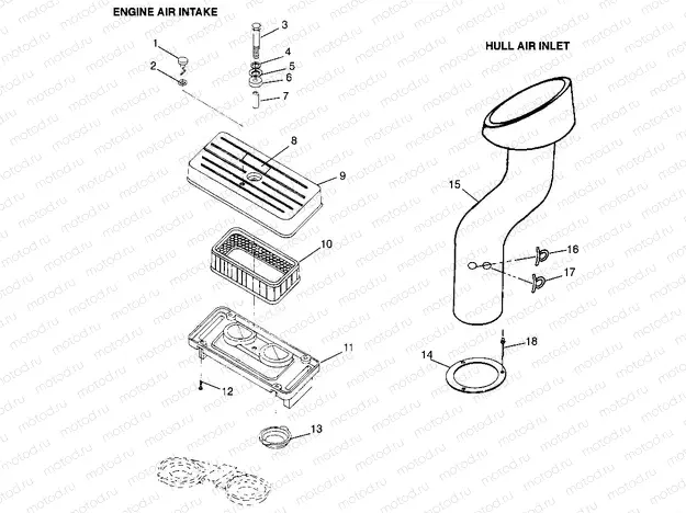 ENGINE AIR INTAKE/HULL AIR INLET (Intl. SL 700/Intl. DELUXE) Intl. SL 700 I (4940874087B010) | ENGINE AIR INTAKE/HULL AIR INLET (Intl. SL 700/Intl. DELUXE) Intl. SL 700 I (4940874087B010)