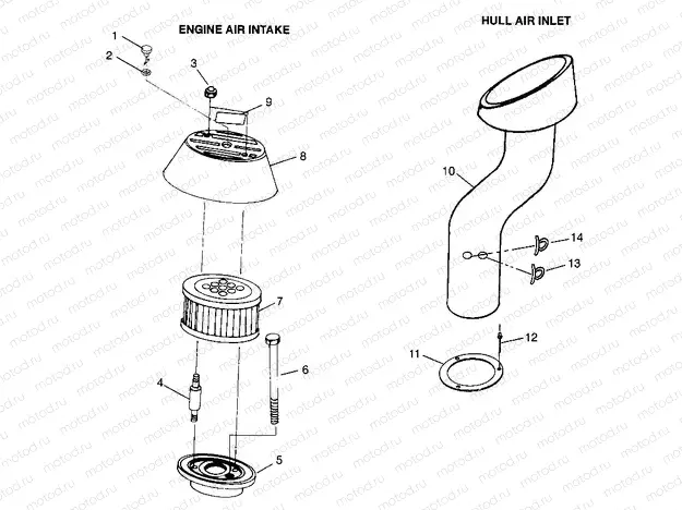 ENGINE AIR INTAKE/HULL AIR INLET (SL700/DELUXE) SL 700 B974071 and SL 700 D (4940874087B009) | ENGINE AIR INTAKE/HULL AIR INLET (SL700/DELUXE) SL 700 B974071 and SL 700 D (4940874087B009)