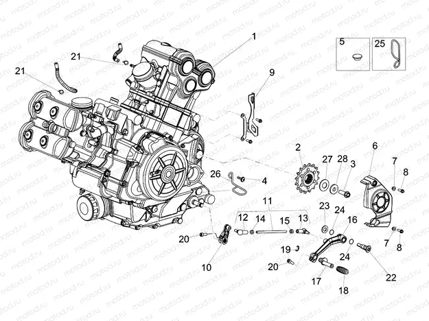 Engine-Completing part-Lever